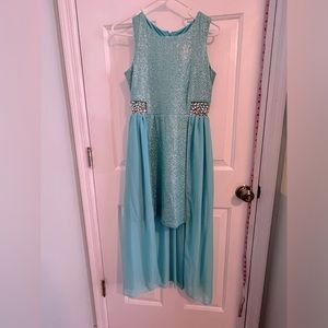 Teal metallic chiffon party dress junior teen wedding Easter 16
